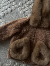 Women's Shearling and Fox Fur Hooded Teddy Coat