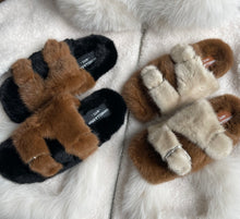 Women's and Men's Genuine Mink 2-Tone Slides