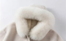 Hooded Shearling and Fox Fur Coat with Cinched Waist