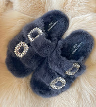 Genuine Mink Slides with Crystal Buckles