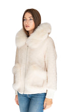 Women's Shearling and Fox Fur Hooded Teddy Coat