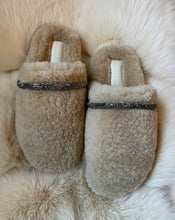 Beaded Shearling Slides