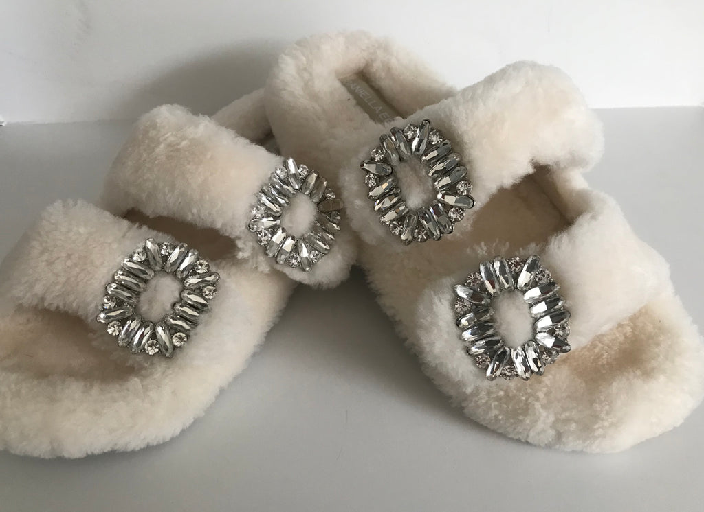 Genuine Mink Slides with Crystal Buckles – Daniella Erin NYC