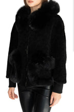 Women's Shearling and Fox Fur Hooded Teddy Coat