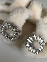 Shearling Slides with Crystal Buckles