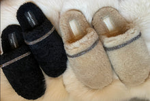 Beaded Shearling Slides