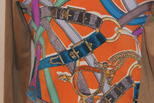 Tan Denim Jacket with Colorful Scarf