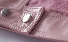Women's Leather and Shearling Bomber Jacket in Pink