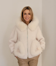 Women's Shearling and Fox Fur Hooded Teddy Coat