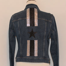Blue Denim Jacket with Glitter Stripes and Star