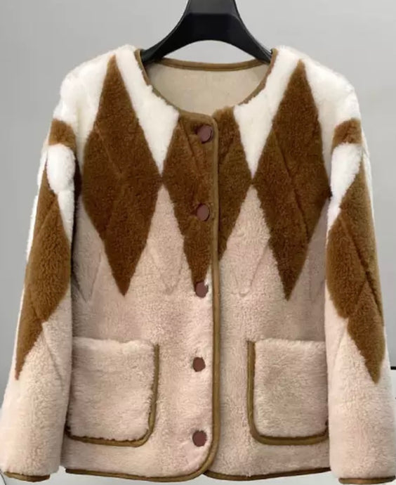 Shearling Argyle Jacket