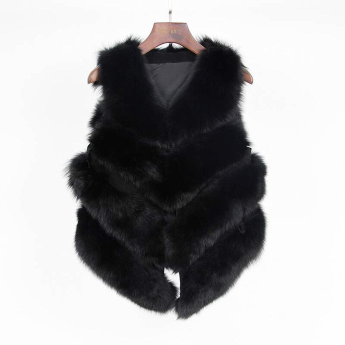 Fox Fur Vest in Black