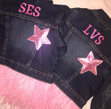 Girl's Personalized Denim Jacket with Feathers and Stars