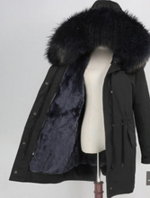 Women's Fur Lined Waterproof Long Parka in Black