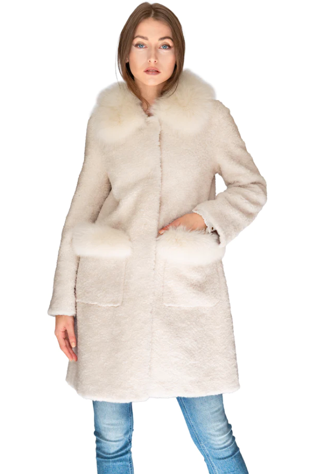 Sapphire Golo Fox Fur Jacket with Hood (as1, numeric, numeric_36, regular,  regular) at Amazon Women's Coats Shop