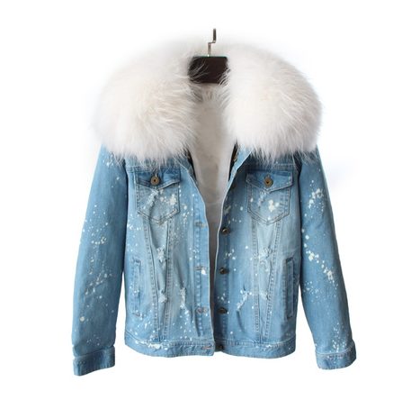 Denim jacket with white 2025 fur inside
