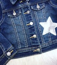 Girl's Personalized Denim Jacket with Feathers and Stars